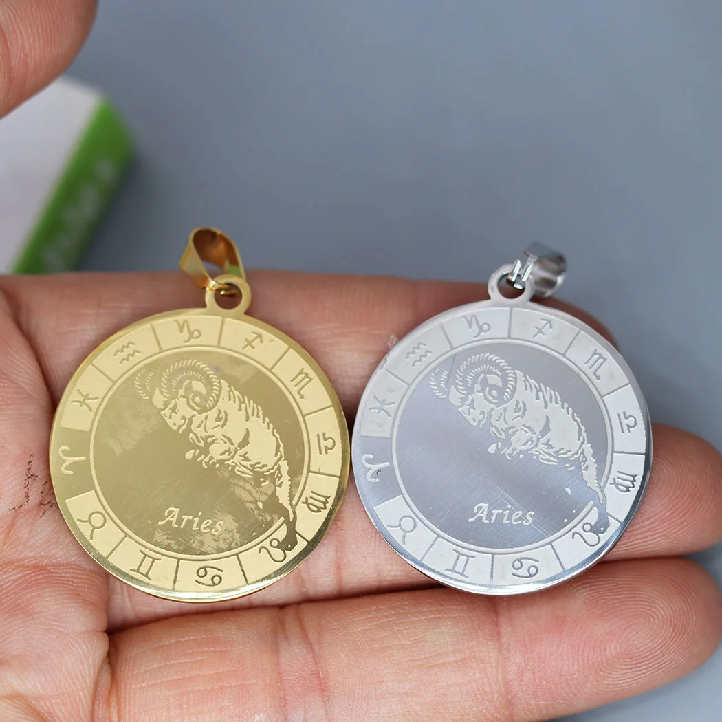 2 шт./партия зодиаки из нержавеющей стали для женщин
