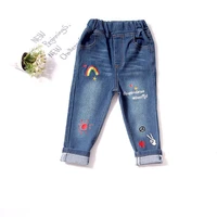 baby boys girls jeans pants cartoon rainbow embroidered denim pants jeans for girl newborn infant toddler girl jeans