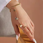 Модные кольца в стиле хип-хоп серебряного цвета с бабочкой и цепочкой набор с кисточками регулируемое кольцо в стиле панк Индивидуальные Женские Ювелирные изделия Подарки