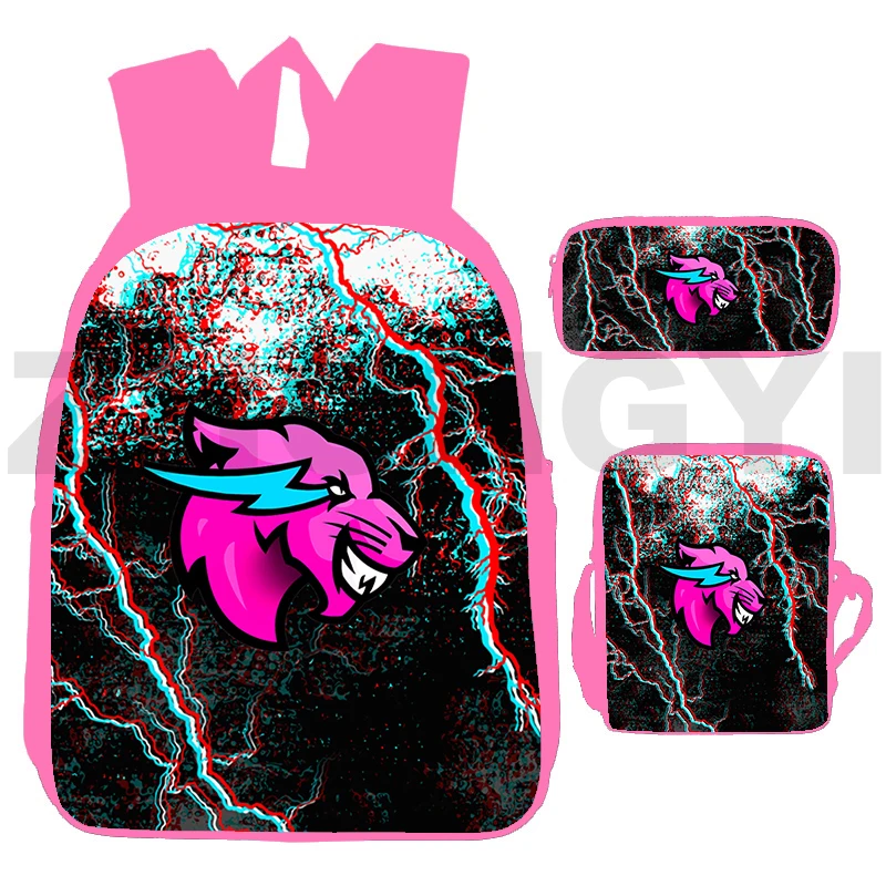 

Школьные рюкзаки Mr Beast с молнией и котом, 3 шт./компл., Мультяшные рюкзаки для школы, для девочек-подростков, в стиле Харадзюку, с 3D рисунком мис...