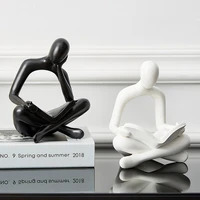 abstract statue figurines for interior black white model home decoration accessories bookshelf decoration christmas decoration