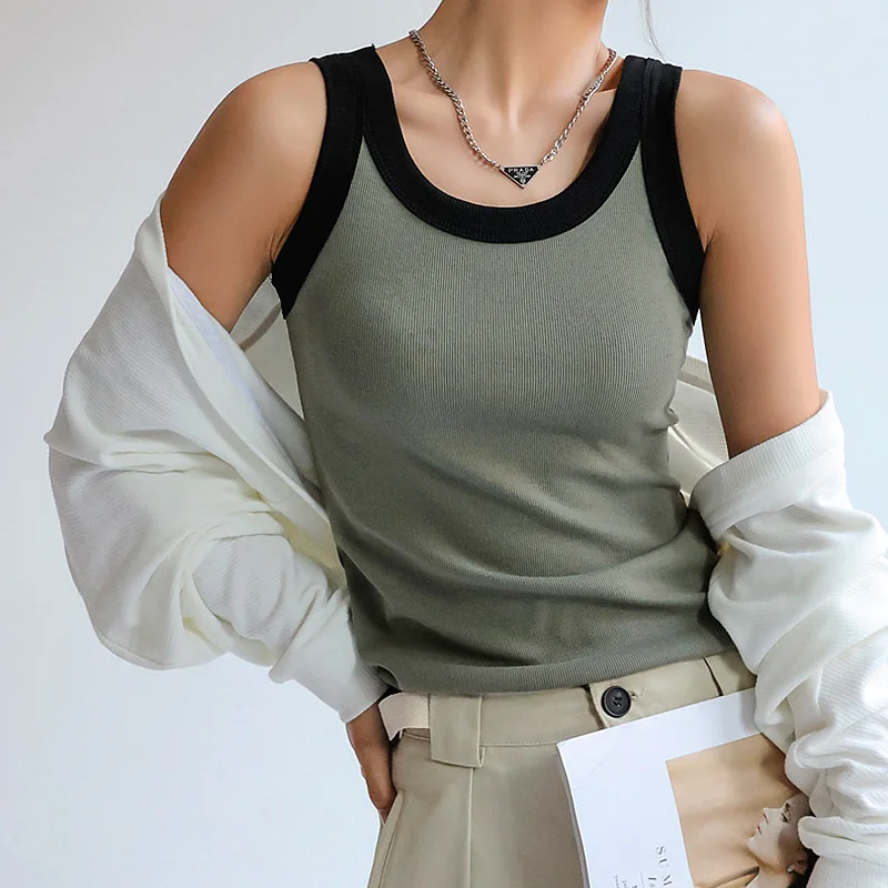 

Женская Уютная майка без рукавов в стиле пэчворк базовый пуловер вязаные топы элегантный тонкий корсет стильный летний Повседневный мягкий