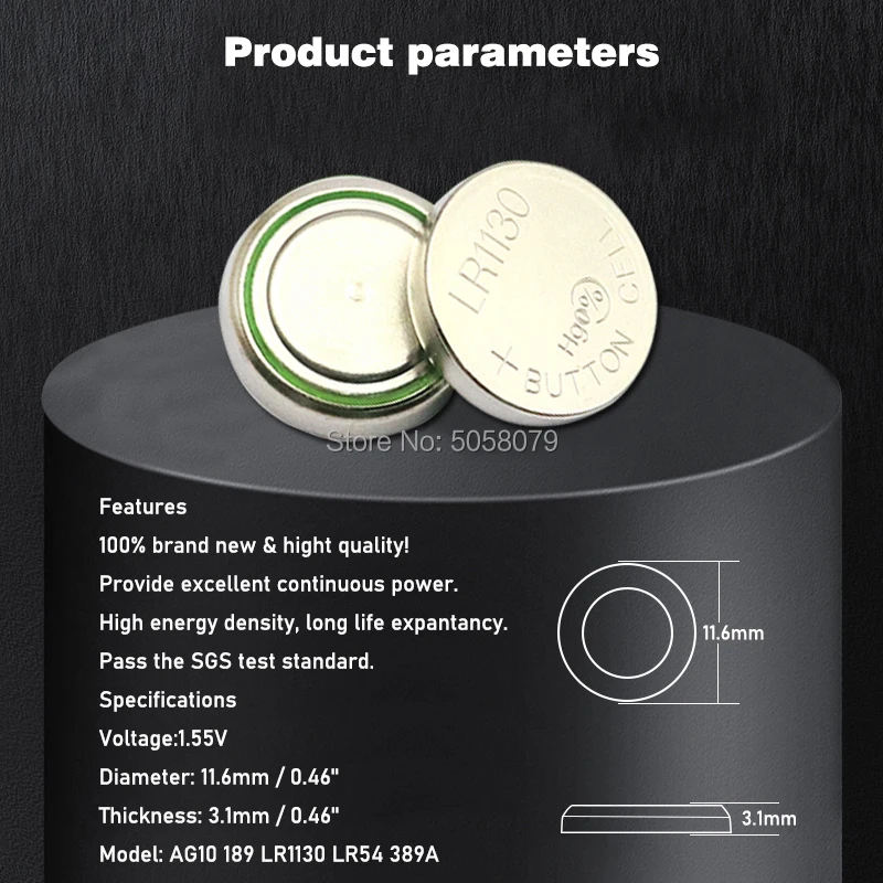 10-20 шт., щелочные батарейки AG10 L1131 1,55 389 189 LR54 LR1130
