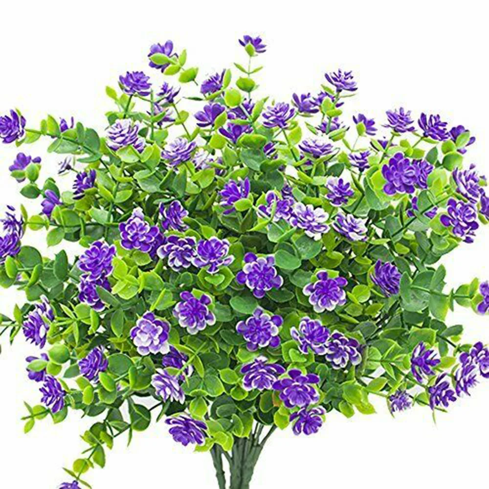 

4 Bundles Artificial Flowers Fake Outdoor Plants Faux Plastic Home Garden Wedding Birthday Party Favors Decorations Yard Decor