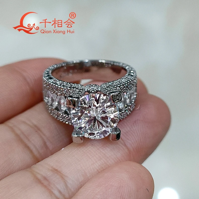 4ct 10mm round Moissanite half marquise Eternity Band Ring Men Sterling 925 Silver Diamonds Engagement  Male Wedding Jewelry