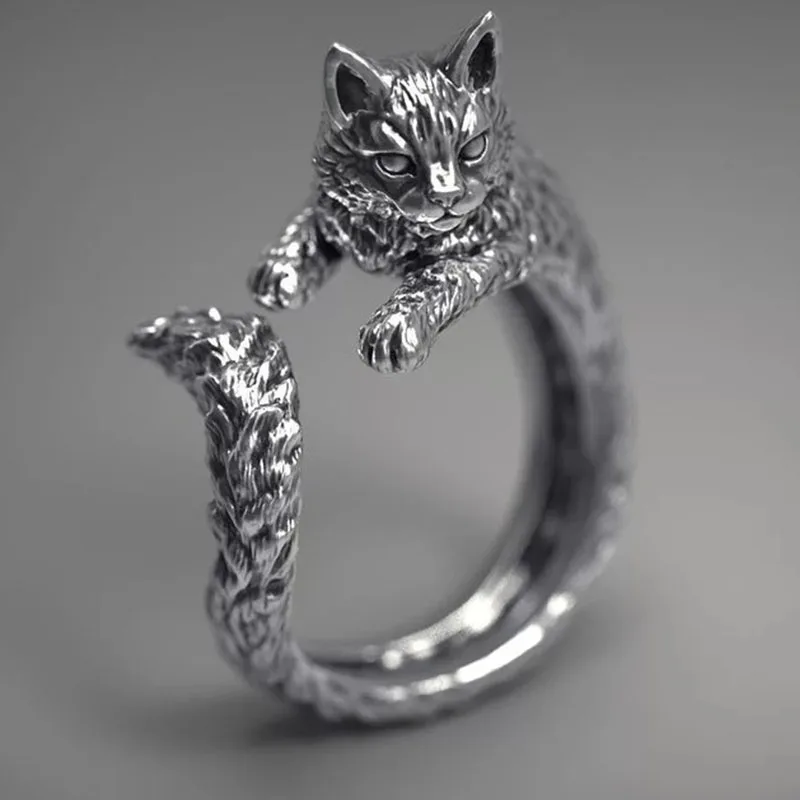 Новинка, кольцо с котенком, женское Открытое кольцо с кошачьими лапами, кошачьими ушками и собаками, Женские Ювелирные изделия, оптовая продажа