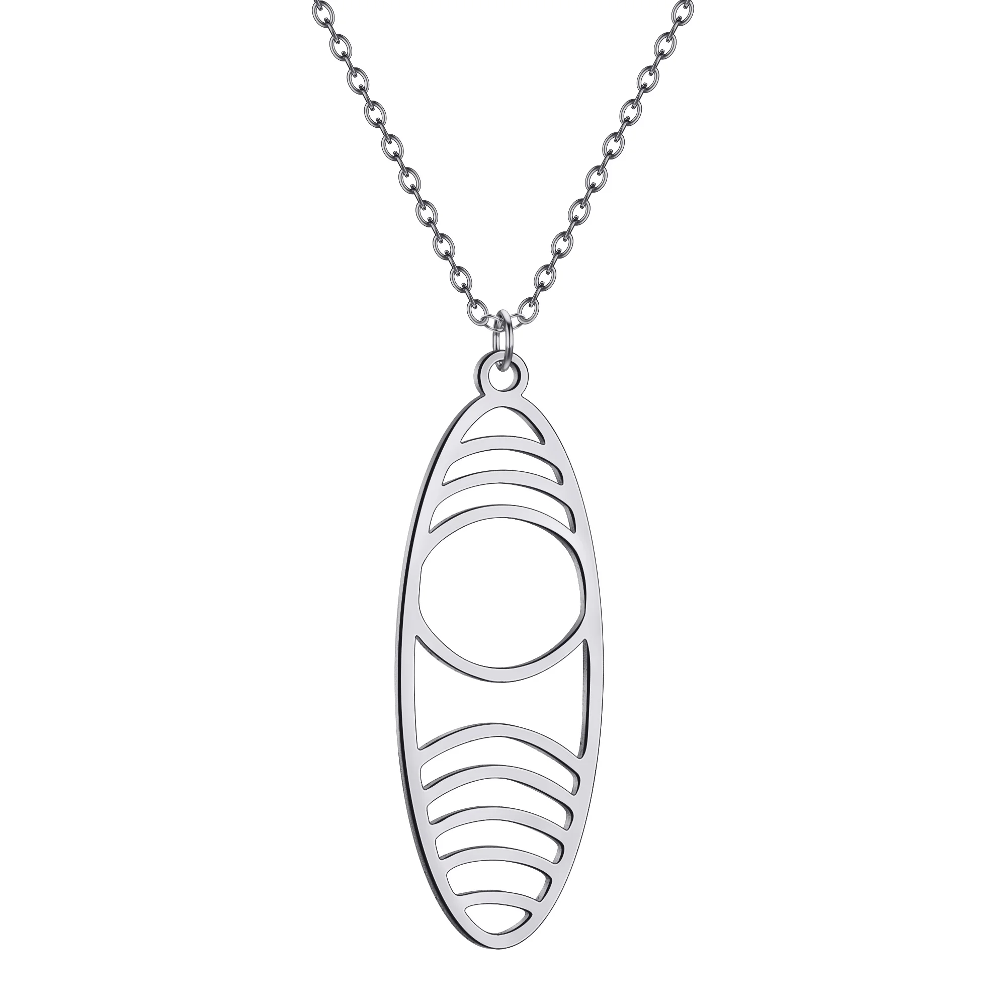 Stainless Steel Geometric Ovel Pendant Necklace For Women Trendy Jewelry Korean