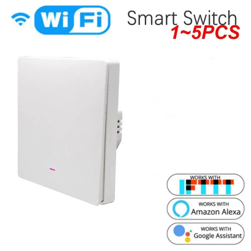 

1~5PCS Tuya Smart Wifi Switch 220V No Neutral Wire Required 1/2/3 Gang Wall Light Button Switch Support Smart Lfie Alexa Google