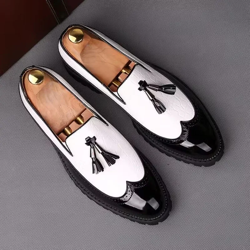 

New 2023 Gentlemen Pointed Prom Shoes For Men Mix Colors Tassels Formal Wedding Party Dress Homecoming Sapato Social Masculino