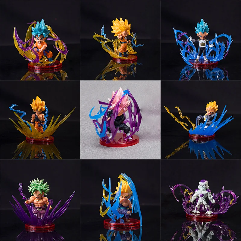 

9Pcs Anime Dragon Ball 8.5cm Wukong Vegeta Broly Vindictive Scene Toys Dolls Decoration Gifts Collection