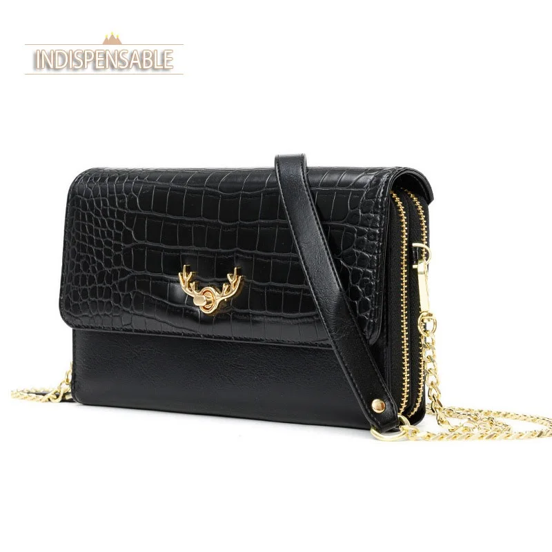 

INDISPENSABLE Luxury Designer Handbag For Women Shoulder Bags For Cellphone Ladies Fashion Crocodile Skin Purse Wallets