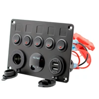 boat marine rocker switch panel 5 gang waterproof on off rocker switches with digital voltage display 3 1a dual usb power charge