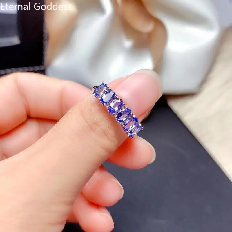 Винтажное Кольцо с Танзанитом 3*5мм, Натуральное Серебро 925, Ювелирный Подарок для Женщин, Роскошь.