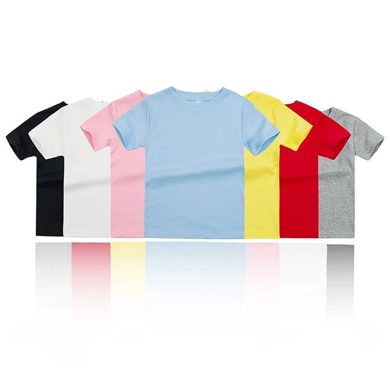 Summer Children's Baby Tees Boys Girls Tops  Pure Color Kids Short Sleeves Round Collar T-Shirt