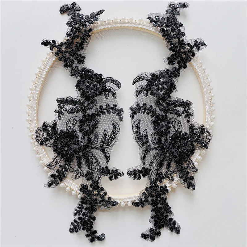 

Цветочная вышивка, Кружевная аппликация с цветами, отделка, фата, материалы ручной работы «сделай сам», аксессуары для украшения свадебного платья, 1 пара/2 шт.