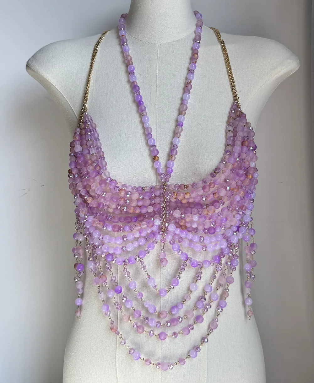 Женский бюстгальтер с цепочкой и бусинами ажурный топ Ювелирное Украшение для