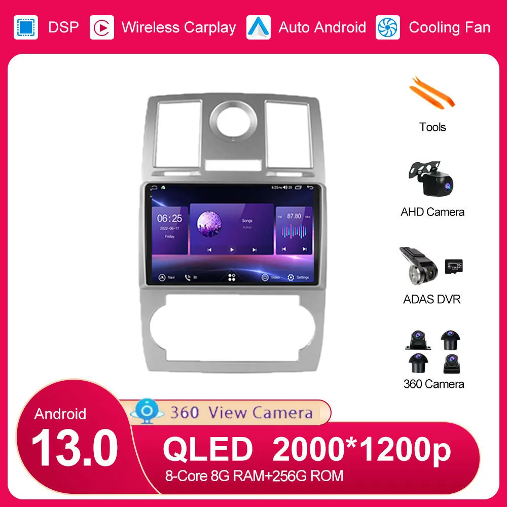 

Android 13 для Chrysler 300C 2004-2007 автомобильное радио навигация GPS Видео мультимедийный плеер DVD с 360 камерой Carplay NO 2Din