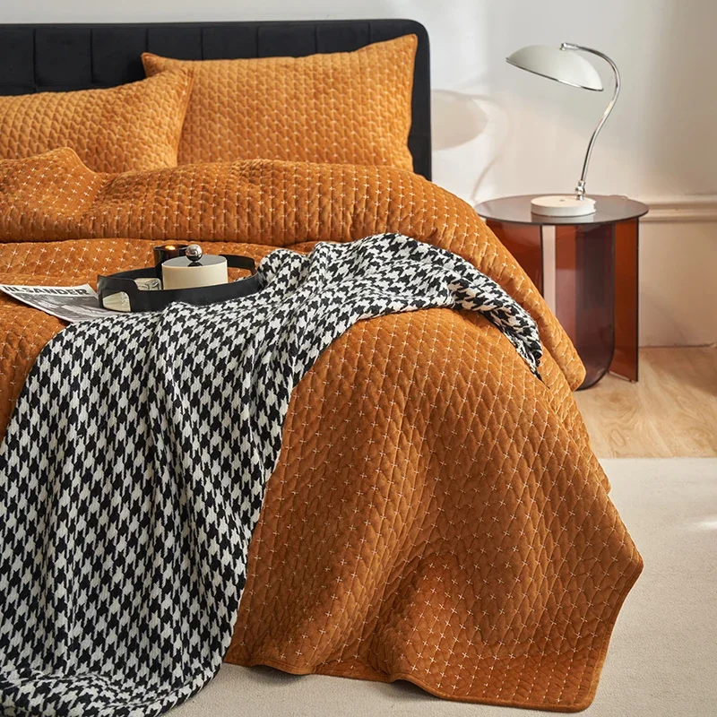 Бархатное покрывало с вышивкой для кровати современное постельное белье