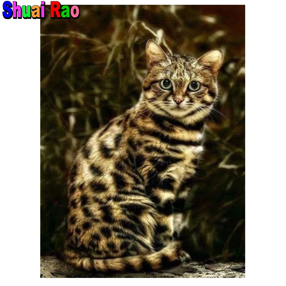 

Алмазная живопись Felis nigripes, кошка гепарда, Бенгальская кошка, Осси, кошка, сделай сам, алмазная вышивка, искусственный подарок, вышивка крест...