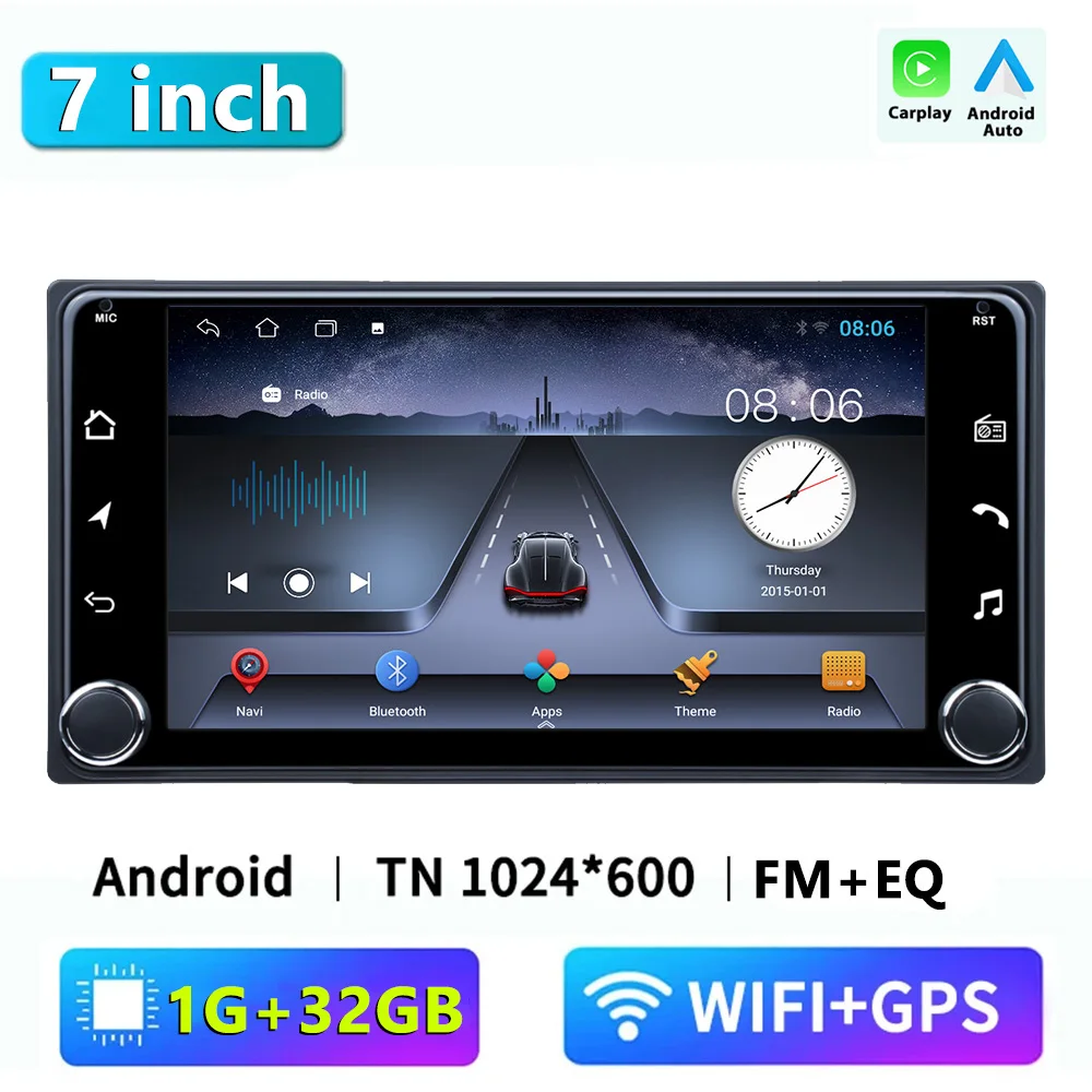 

Магнитола автомобильная, Android 13, 2 DIN, 7 дюймов, беспроводная, Carplay, Android, для Toyota, GPS, мультимедийный плеер, 2din, BT, Wi-Fi, DSP