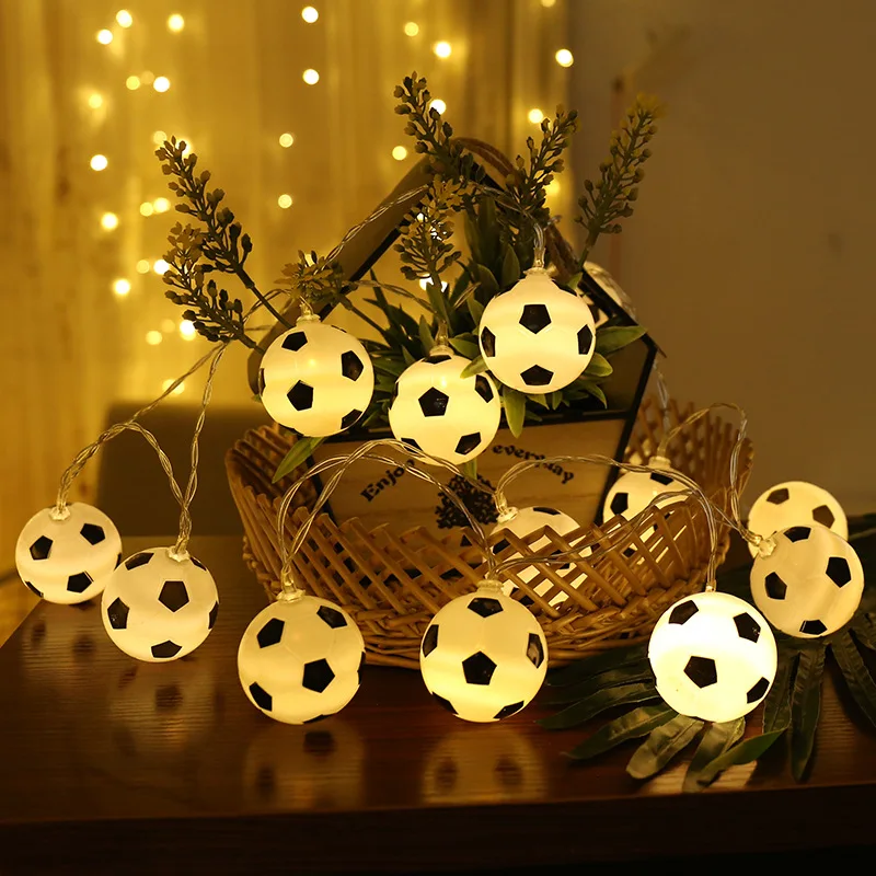 

Soccer Balls String Lights 10/20 LED Football Garland Lights Bedroom Home Wedding Party Christmas Decorative Lights for Bar Club