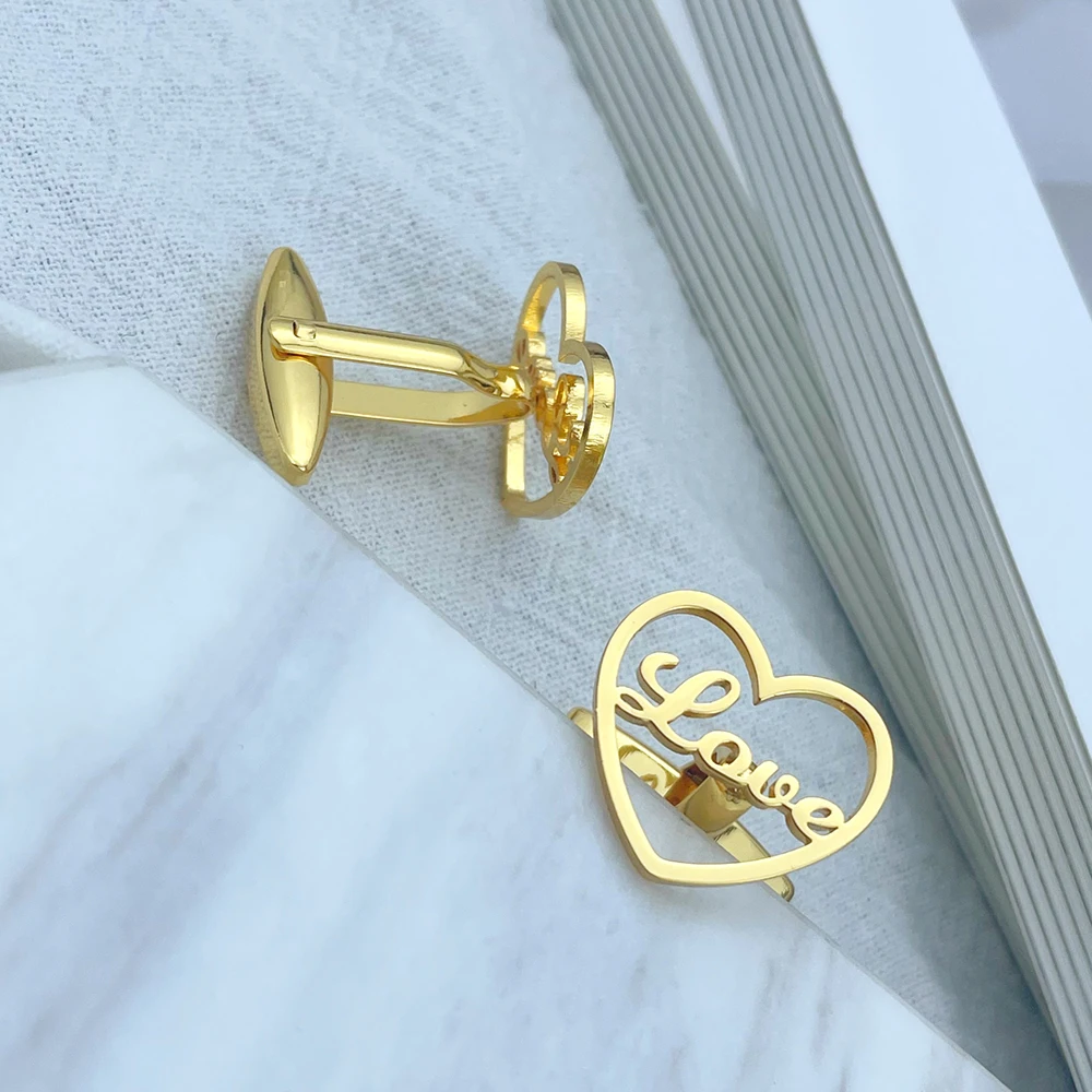 Heart-Shaped Men's Shirt Cufflinks French Shirt Stainless Steel Cufflinks Send Boyfriend Husband Jewelry Valentine's Day Gift