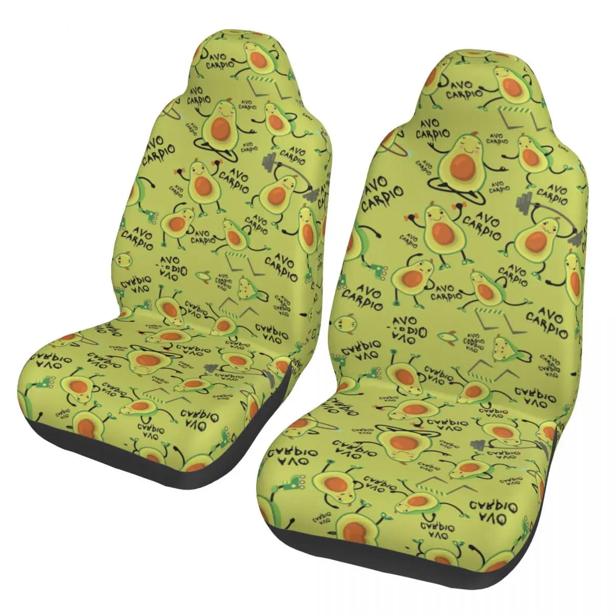 

Avo Cardio Funny Fitness Yellow Green Avocado Pattern Front Auto Seat Cover Print Car Seat Covers Fit Any Truck Van RV SUV 2 PC