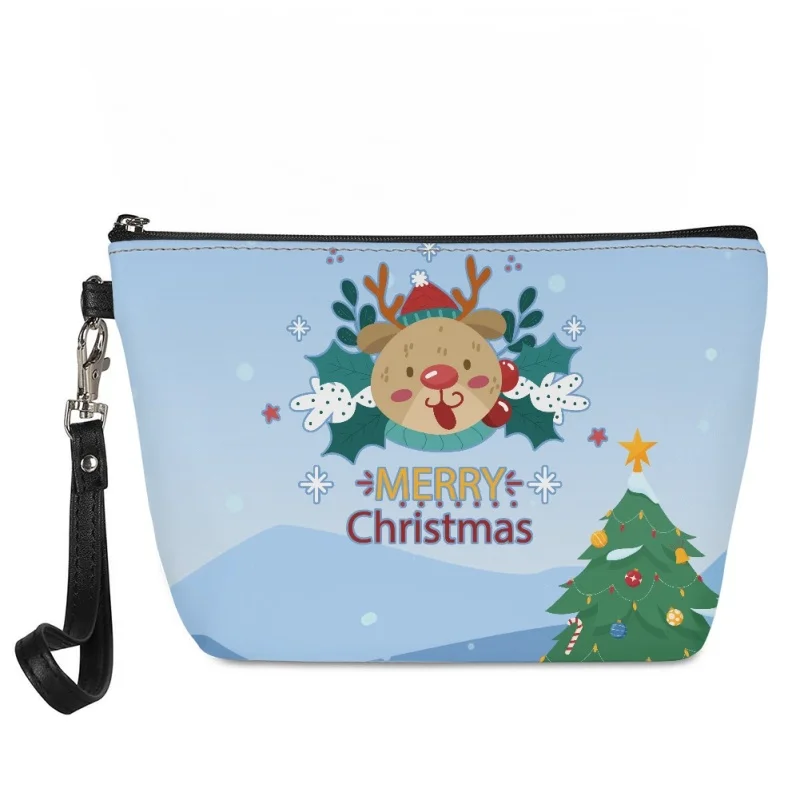 

Christmas Pattern High Quality Cosmetic Bag Bathroom Travel Zipper Washing Bag Lightweight Women Reusable Neceser