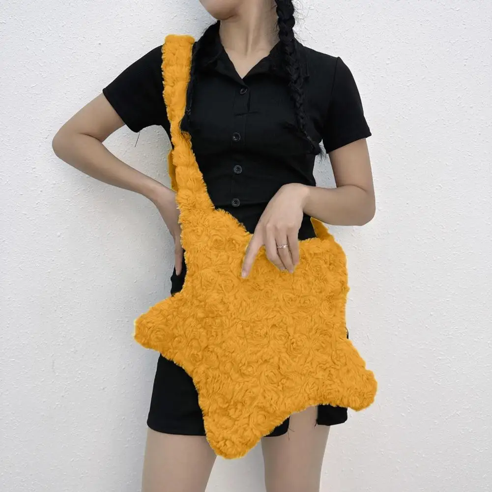 

Women's Shoulder Bag Star Shape Soft Plush Messenger Bag Candy Color Fashion Cross Body Bags Large Women's Shoulder Handbag
