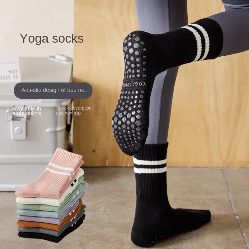

Yoga Socks Cotton Mid-tube Bottom Professional Non-slip Silicone Indoor Fitness Socks Gym Floor Socks Dance Pilates Sports Socks