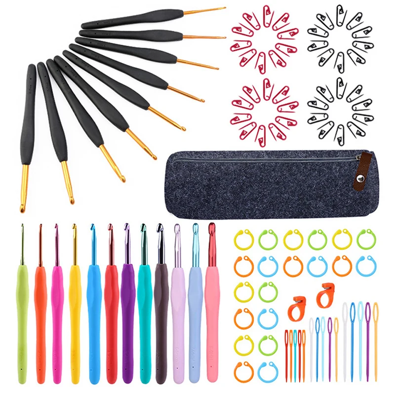 

Nonvor Black TPR silicone crochet needle Rubber Handle Crochet Set Tools for DIY Craft Weaving Accessories