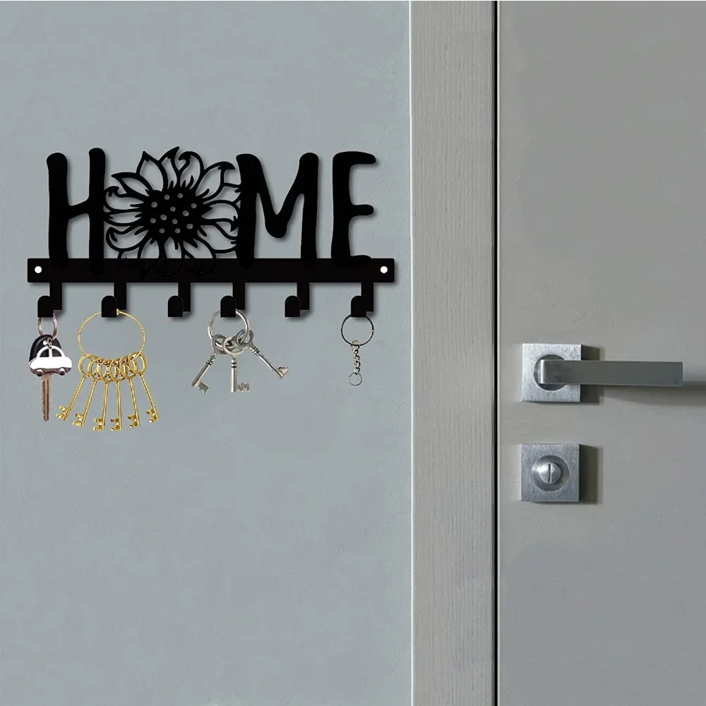 1 Шт. Черный Металлический Крючок Для Ключей В Форме Подсолнуха Универсальный