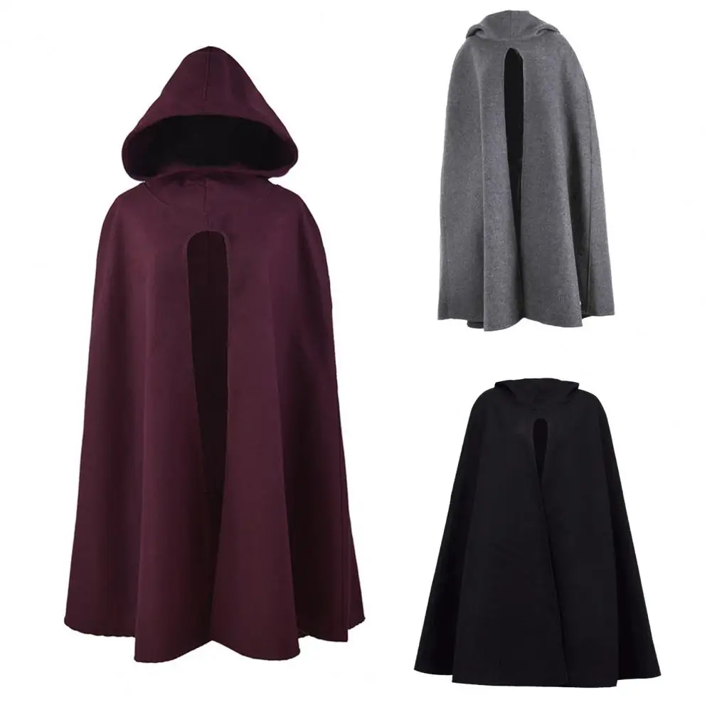 

Woolen Cloak Coat Thick Warm Women's Hooded Cape Stylish Mid-length Outdoor Cloak for Winter Sleeveless Wide Open Design Women