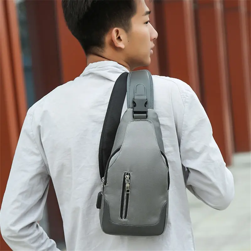 

Men Messenger Bag Oxford Cloth Chest Bags Casual Crossbody Outdoor Sports Shoulder Bags Male USB Charging Multifunction Handbag