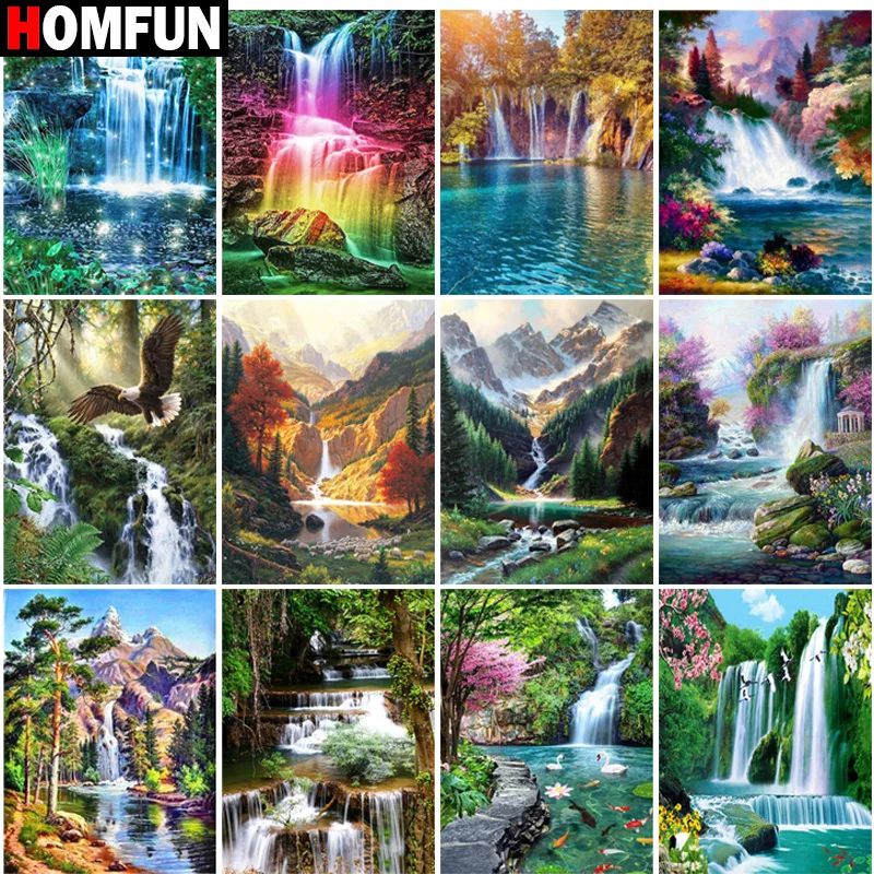 

Алмазная 5D картина HOMFUN «сделай сам», полноразмерная Вышивка крестиком, «Пейзаж», украшение для дома, подарок