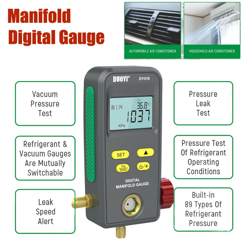 

Refrigeration Digital Manifold Gauge 140x104x45mm 1pcs Accessories HVAC