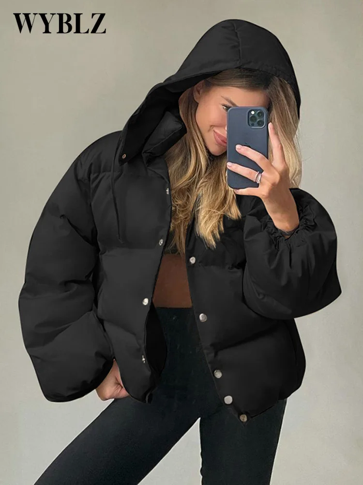 Autumn Winter Quilted Oversized Parkas Jackets for Women Fashion Army Green Warm Single Breasted Button Loose Cotton Padded Coat