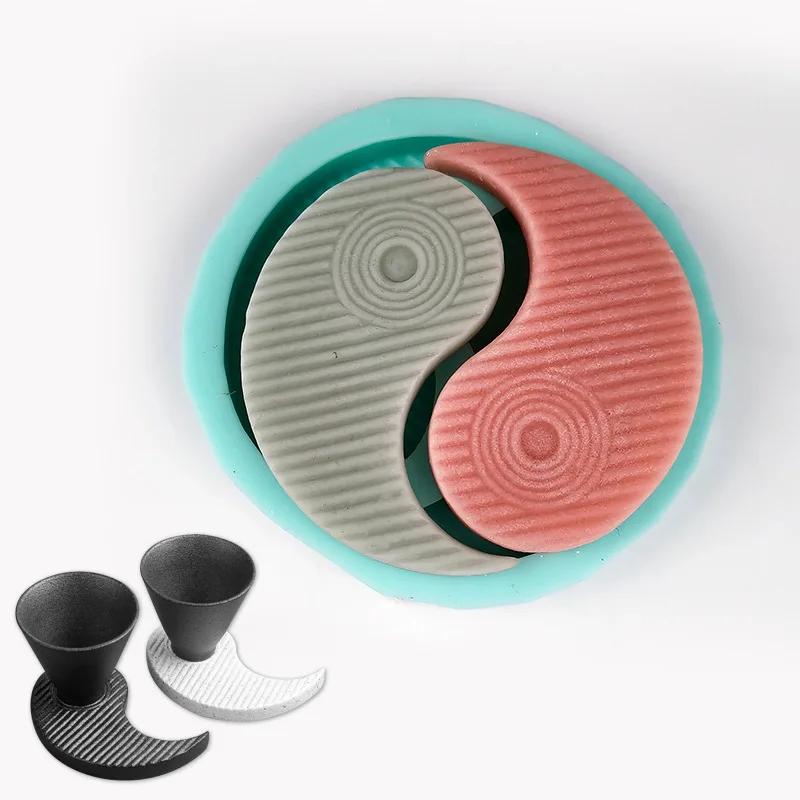 

New Silicone Mold Tai Chi Bagua Fish Coaster Mold Yin Yang Cement Plaster Mold Chocolate Fondant Cake Decoration Wholesale