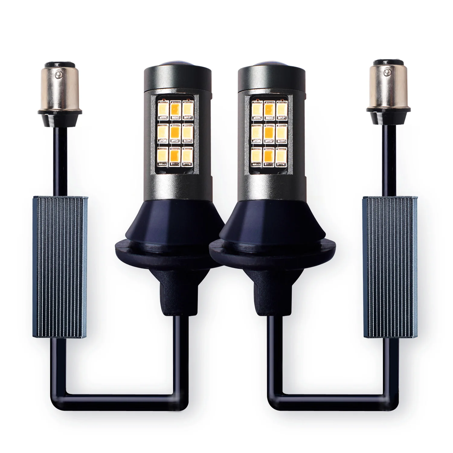 

2Pcs Dual Color Swichback 1156 1157 BAY15D LED Canbus Car Turn Signal Lights DRL Error Free 33 SMD 3030 White+Yellow