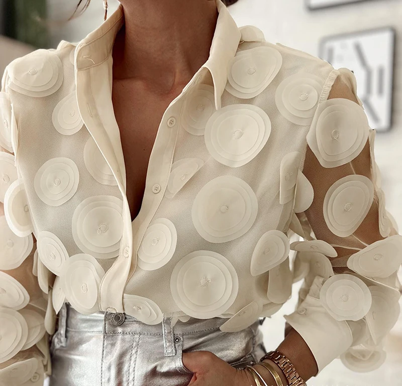 Женская блузка с длинным рукавом элегантная Свободная в уличном стиле из