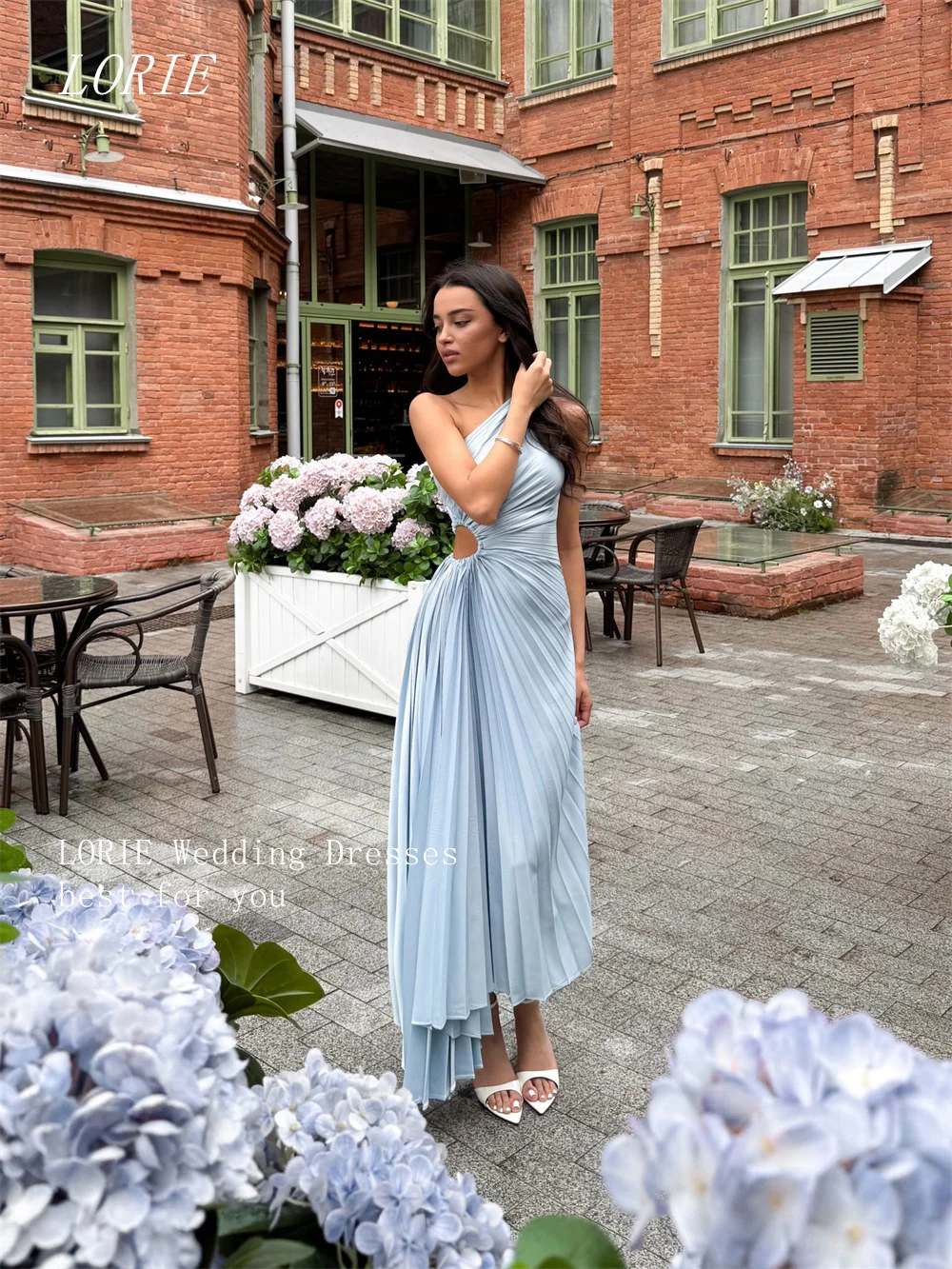 Фото Вечернее платье LORIE класса люкс А-силуэта на одно плечо, элегантное, для выпускного вечера, с вырезами, для дня рождения, на заказ, 2026 №5