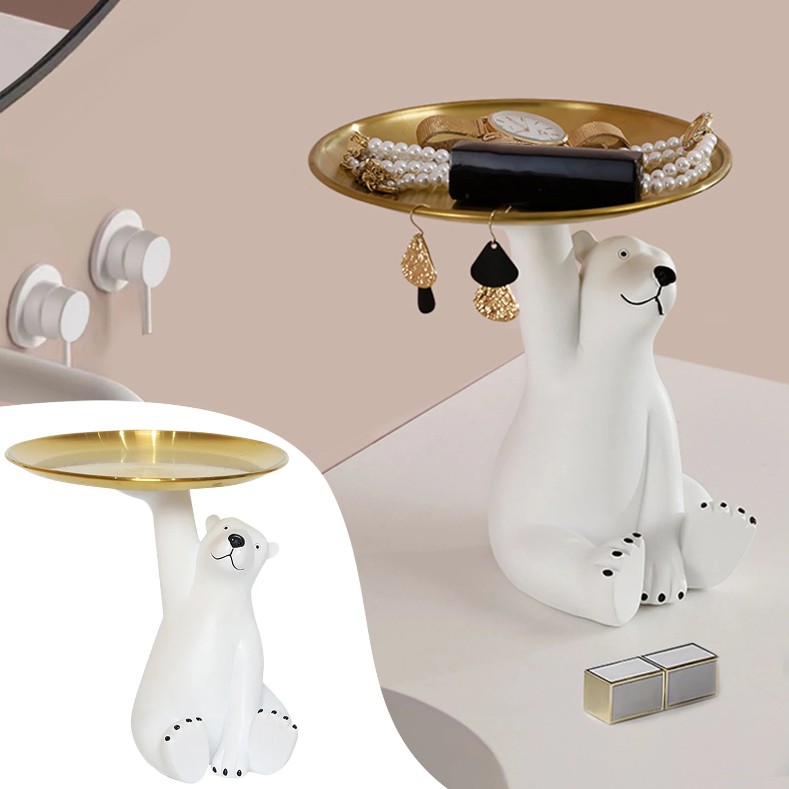 

Поддон с белым медведем, украшение для дома, крыльцо, ключ для хранения, корзина для фруктов, гостиная, настольный шкаф