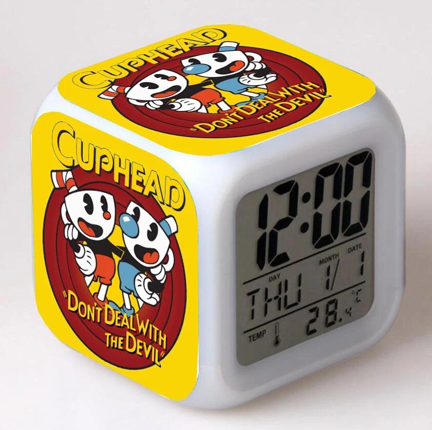 

Kids Cartoon Alarm Peripheral Clock Digital Led Watch Desktop Clock Children Alarm Clock For Anime Cuphead Desk clock