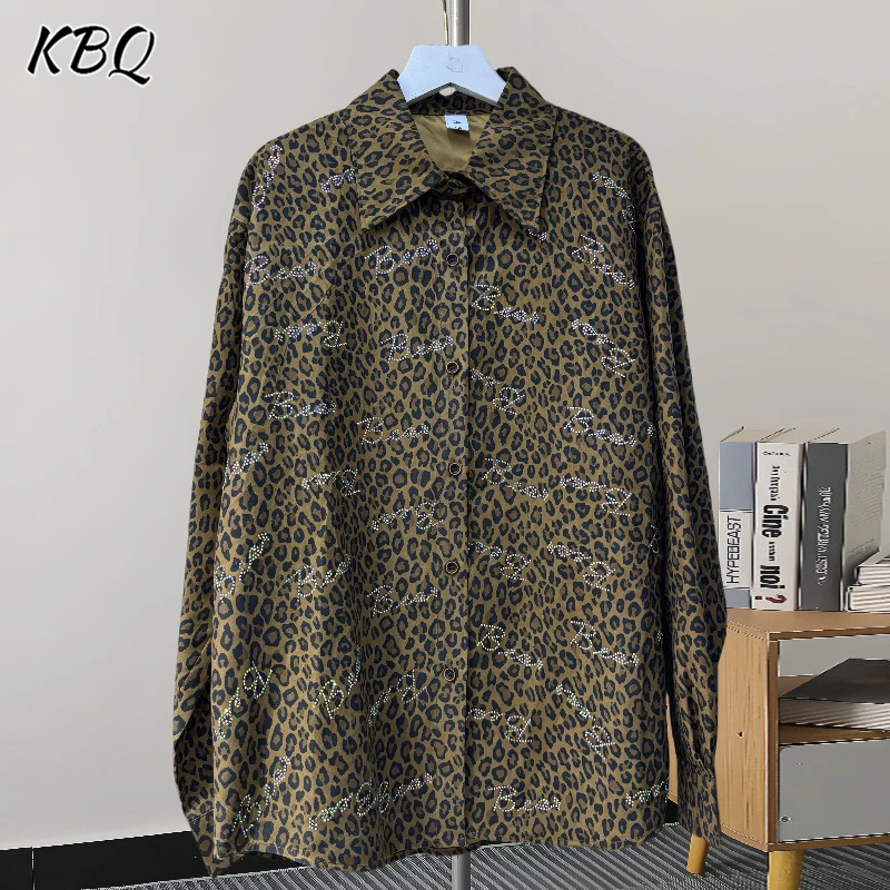 KBQ Camoufalge шикарные рубашки с принтом для женщин однобортные свободные блузки