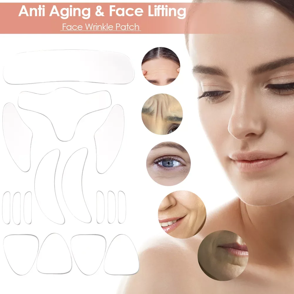 

16/5/3pcs Tapes for Face Reusable Silicone Anti Wrinkle Patch Facial Bandage Anti Aging Sticker Forehead Neck Eye Pad Face Lift