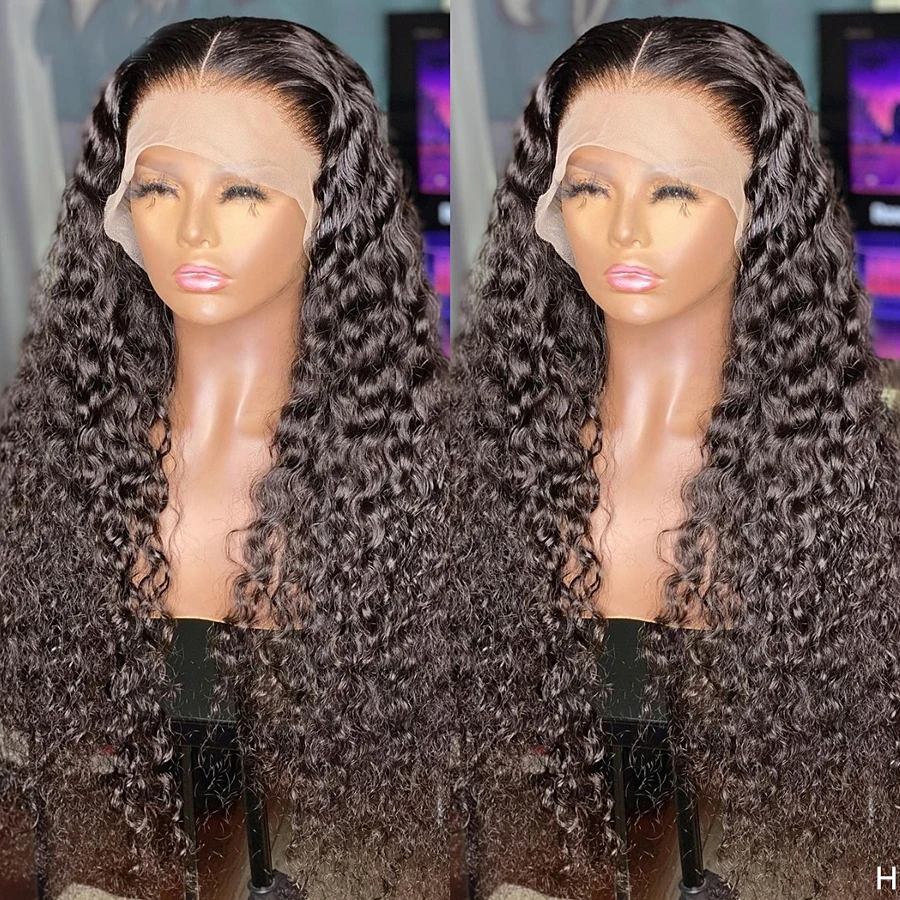 

Натуральный вид, 26 дюймов, 180% плотность, без клея, предварительно выщипанный длинный синтетический кудрявый черный кружевной передний парик для женщин с BabyHair