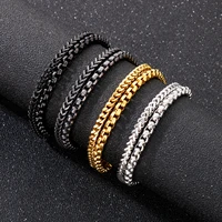black vintage double braided mens bracelet punk double chain stainless steel wristband mens jewelry jewelry