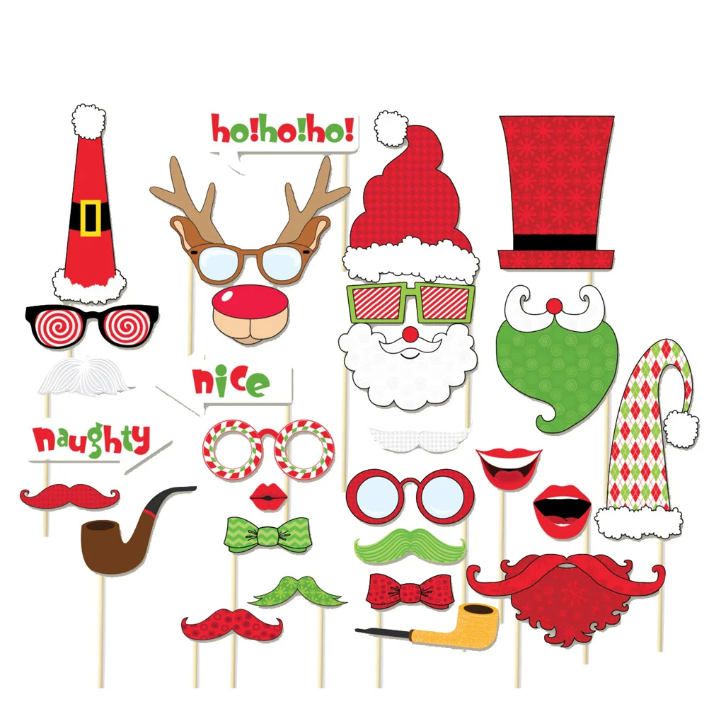 

29pcs Photo Props Unique Creative Funny Christmas Party Photo Booth Props for Party Banquet
