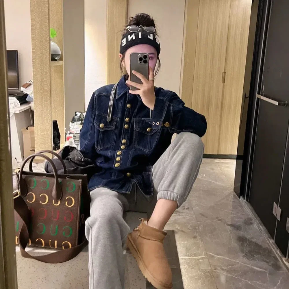 Блузка женская джинсовая демисезонная из денима E24