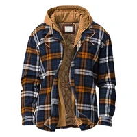 dropshipping winter men coat plaid thicken fake two piece casual hooded warm jacket for daily wear